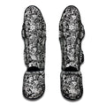 Black And White Graffiti Pattern Print Muay Thai Shin Guards