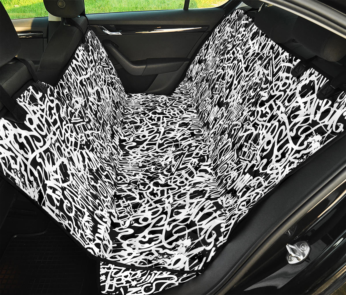 Black And White Graffiti Pattern Print Pet Car Back Seat Cover
