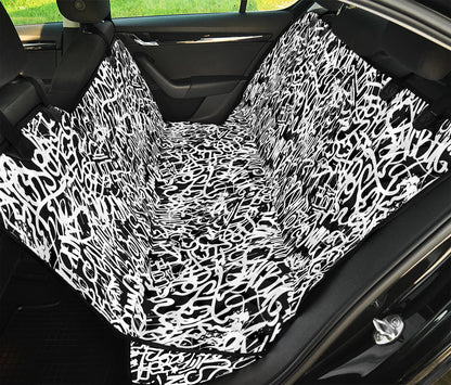 Black And White Graffiti Pattern Print Pet Car Back Seat Cover