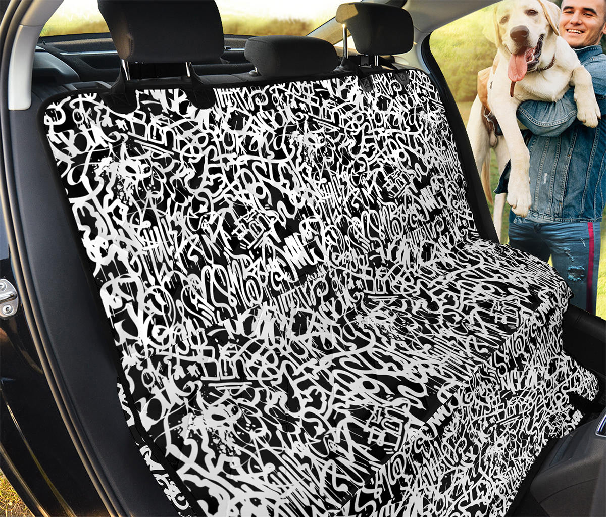 Black And White Graffiti Pattern Print Pet Car Back Seat Cover