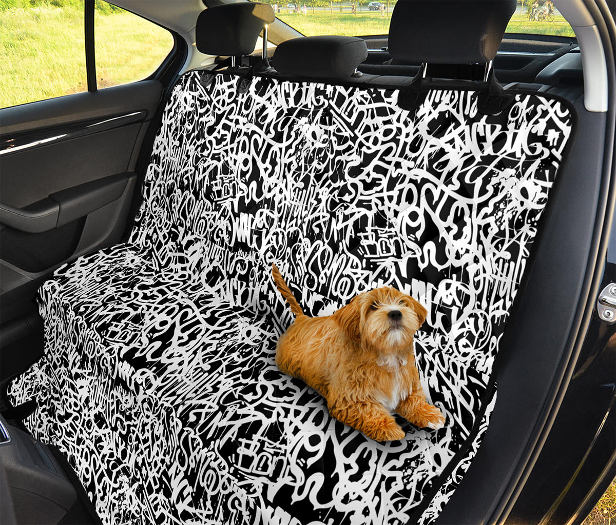 Black And White Graffiti Pattern Print Pet Car Back Seat Cover