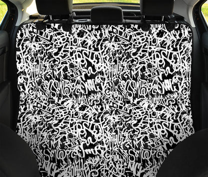 Black And White Graffiti Pattern Print Pet Car Back Seat Cover