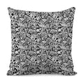 Black And White Graffiti Pattern Print Pillow Cover