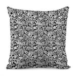 Black And White Graffiti Pattern Print Pillow Cover