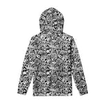 Black And White Graffiti Pattern Print Pullover Hoodie