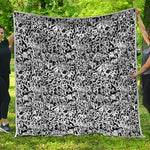 Black And White Graffiti Pattern Print Quilt