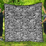 Black And White Graffiti Pattern Print Quilt