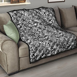 Black And White Graffiti Pattern Print Quilt