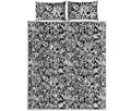 Black And White Graffiti Pattern Print Quilt Bed Set