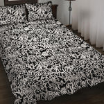 Black And White Graffiti Pattern Print Quilt Bed Set