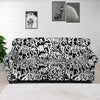 Black And White Graffiti Pattern Print Sofa Cover