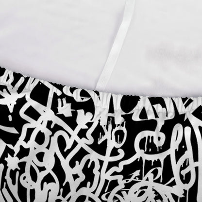 Black And White Graffiti Pattern Print Sofa Cover