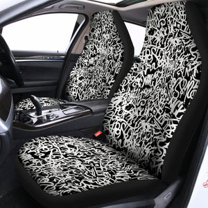 Black And White Graffiti Pattern Print Universal Fit Car Seat Covers