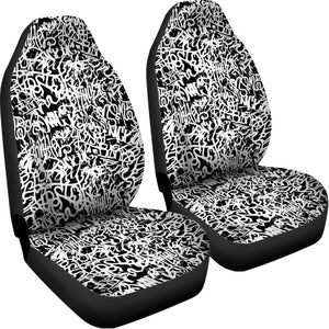 Black And White Graffiti Pattern Print Universal Fit Car Seat Covers