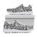 Black And White Graffiti Pattern Print White Running Shoes