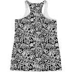 Black And White Graffiti Pattern Print Women's Racerback Tank Top