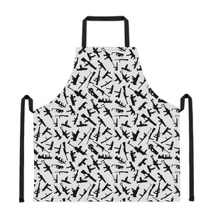 Black And White Guns Pattern Print Apron