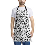 Black And White Guns Pattern Print Apron