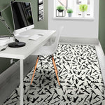 Black And White Guns Pattern Print Area Rug