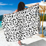 Black And White Guns Pattern Print Beach Sarong Wrap