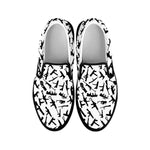 Black And White Guns Pattern Print Black Slip On Shoes