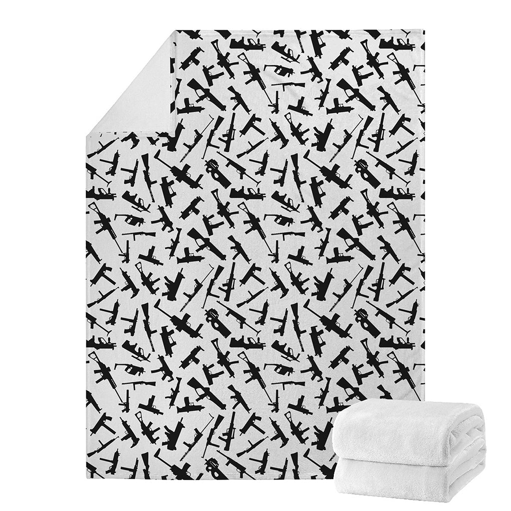 Black And White Guns Pattern Print Blanket