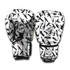 Black And White Guns Pattern Print Boxing Gloves