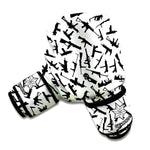 Black And White Guns Pattern Print Boxing Gloves