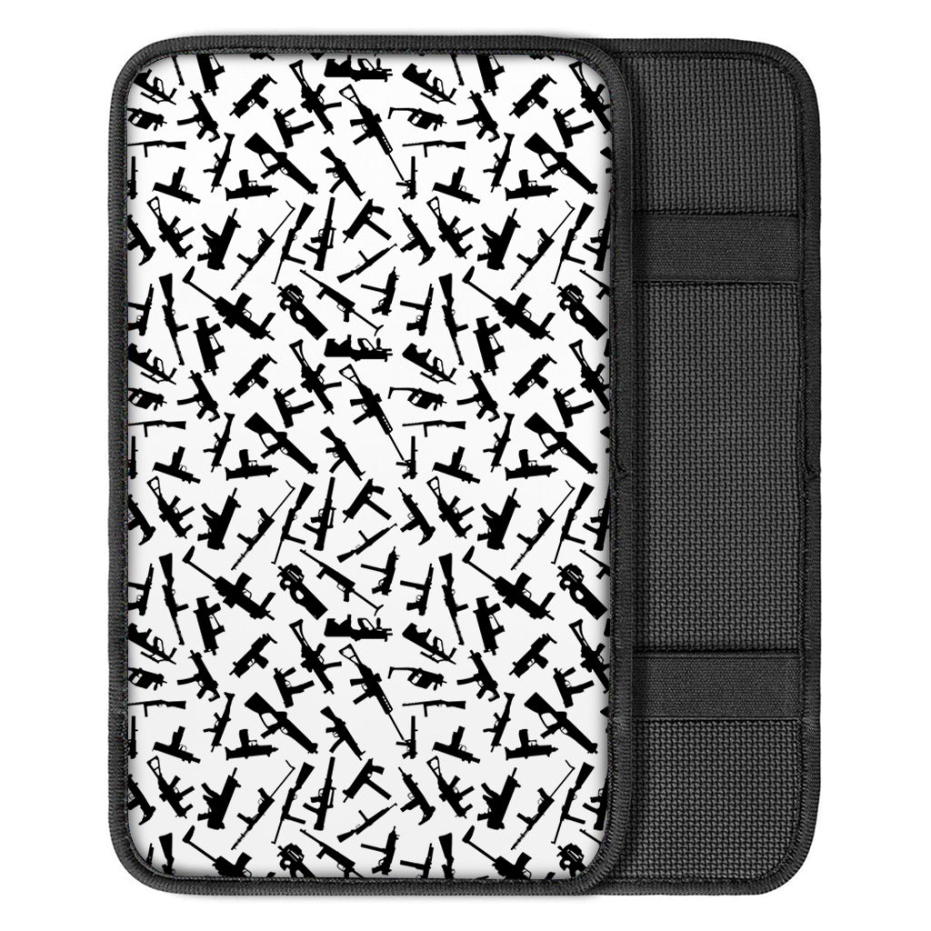 Black And White Guns Pattern Print Car Center Console Cover