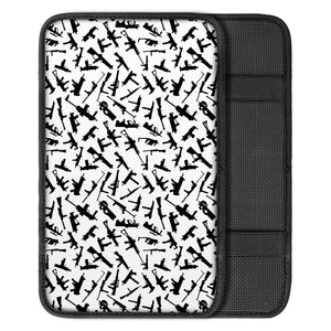 Black And White Guns Pattern Print Car Center Console Cover