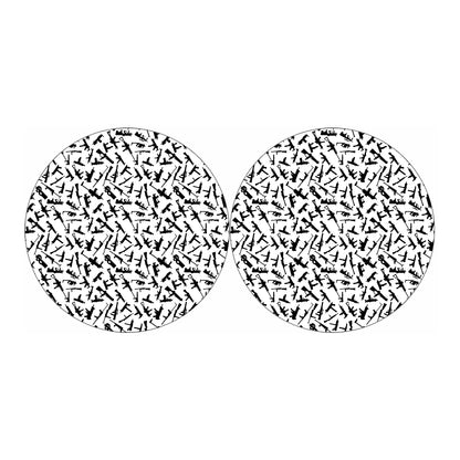 Black And White Guns Pattern Print Car Coasters