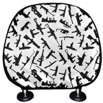 Black And White Guns Pattern Print Car Headrest Covers