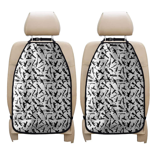 Black And White Guns Pattern Print Car Seat Organizers