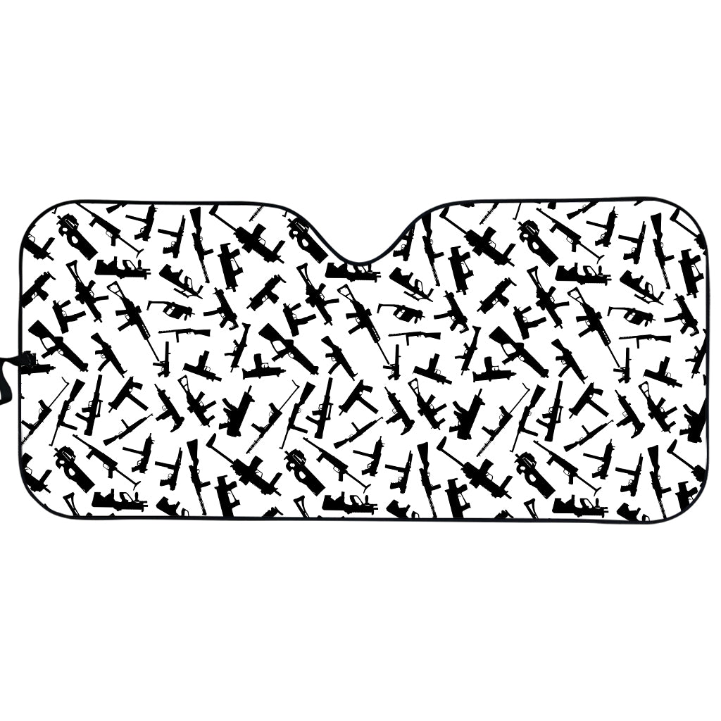 Black And White Guns Pattern Print Car Sun Shade