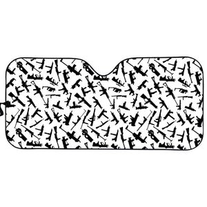 Black And White Guns Pattern Print Car Sun Shade