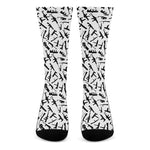 Black And White Guns Pattern Print Crew Socks