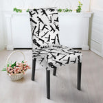 Black And White Guns Pattern Print Dining Chair Slipcover