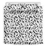 Black And White Guns Pattern Print Duvet Cover Bedding Set