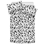 Black And White Guns Pattern Print Duvet Cover Bedding Set
