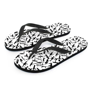 Black And White Guns Pattern Print Flip Flops