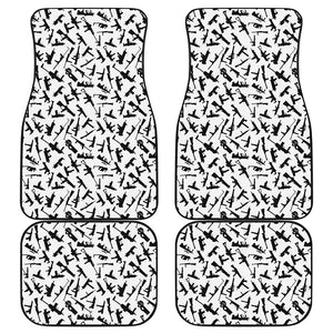 Black And White Guns Pattern Print Front and Back Car Floor Mats