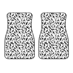 Black And White Guns Pattern Print Front Car Floor Mats