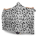 Black And White Guns Pattern Print Hooded Blanket