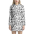 Black And White Guns Pattern Print Pullover Hoodie Dress