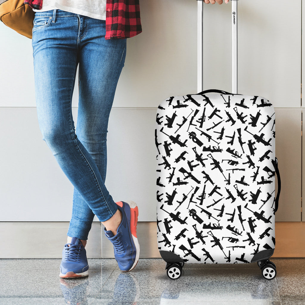 Black And White Guns Pattern Print Luggage Cover