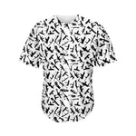 Black And White Guns Pattern Print Men's Baseball Jersey