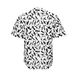 Black And White Guns Pattern Print Men's Baseball Jersey