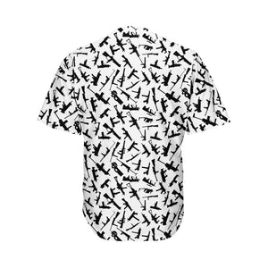 Black And White Guns Pattern Print Men's Baseball Jersey