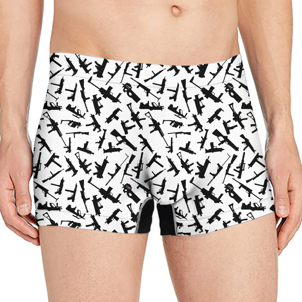 Black And White Guns Pattern Print Men's Boxer Briefs