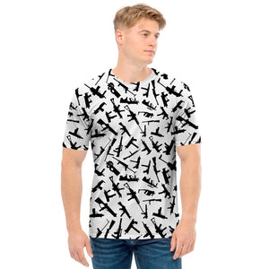 Black And White Guns Pattern Print Men's T-Shirt